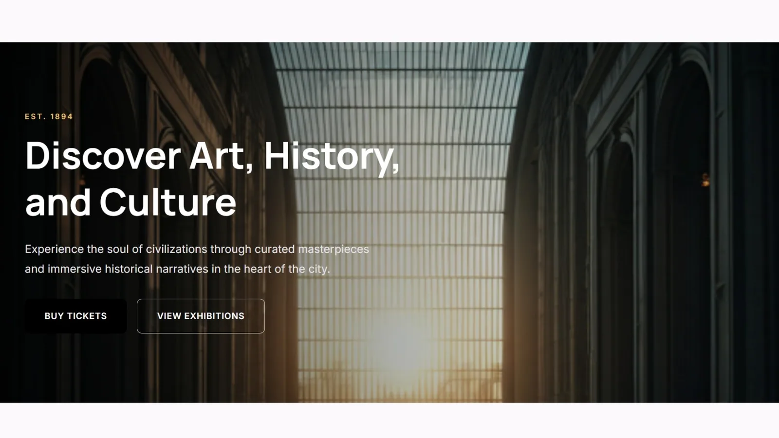 Museum ticketing website with visitor information and exhibition content